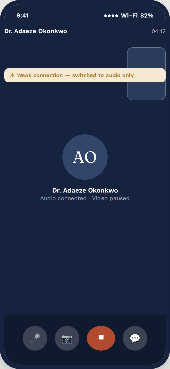 Tend video consultation screen